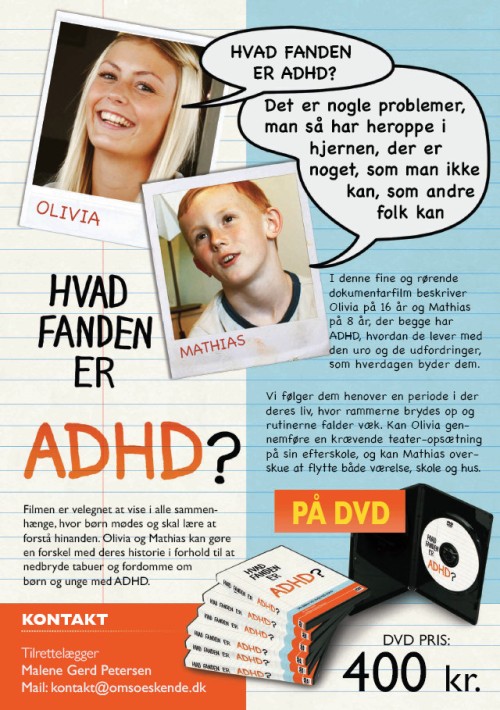 Flyer om filmen "Hvad fanden er ADHD?"